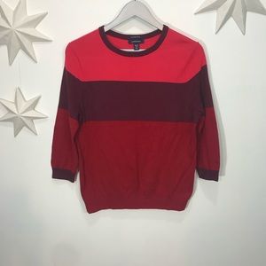 Lands end color block cotton crew neck sweater